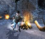 Peter et Lucy près d'un feu