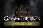 Game of Thrones Liste des maisons les plus riches de Westeros